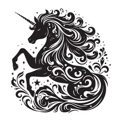 Obraz premium Unicorn silhouette vector set