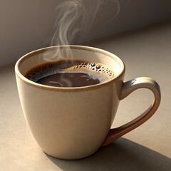 Steaming Hot Cup of Freshly Brewed Black Coffee