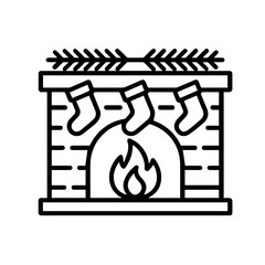 outline icon fireplace with socks vector on a white background
Vector outline icon of a holiday on a white background