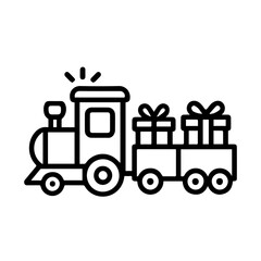outline icon train with gifts vector on a white background
Vector outline icon of a holiday on a white background