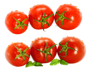 Set of fresh red tomatoes isolated on transparent background