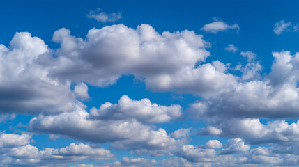 Fototapeta premium A beautiful blue sky filled with fluffy white clouds on a bright sunny day time