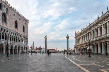 Piazza San Marco with the Doge's Palace and the Columns of St. Mark and St. Theodore in Venice, Italy
