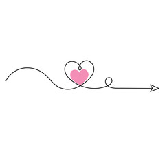 Heart icon continuous one line drawing of outline vector illustration 