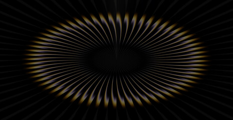 Abstract glowing ring with radiating lines on dark background