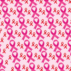 Pink ribbon seamless pattern for breast cancer awareness