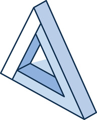 Impossible triangle optical illusion geometric shape light blue abstract