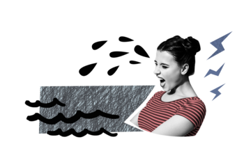 Composite collage picture image of crying girl depression waves sea waves psychotherapy freak bizarre unusual fantasy billboard