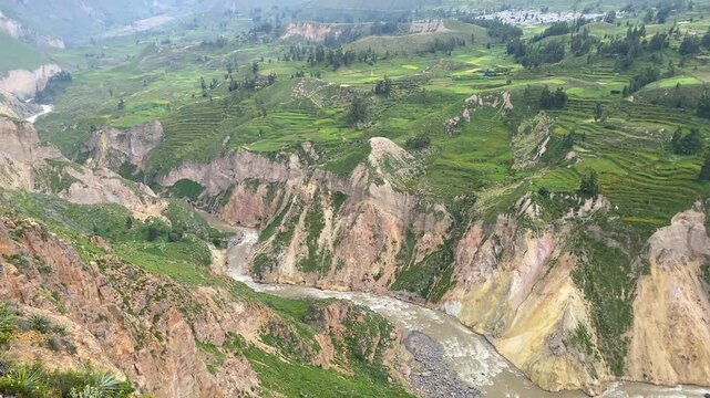 Colca Canyon, a river canyon in southern Peru famed as one of the world's deepest