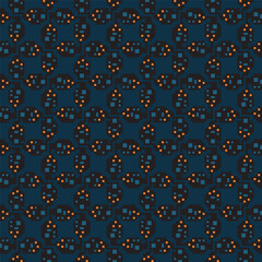 Dark Pixelated Geometric Motif Seamless Pattern Digital Art Illustration