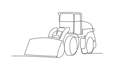 Continuous line drawing of bulldozer construction machinery vehicle. Sketch drawing editable stroke vector illustration  © MuhammadZulfan