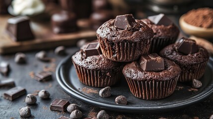 chocolate, cake, dessert, food, sweet, brown, plate, pastry