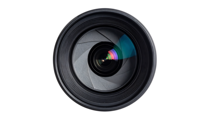 Camera lens aperture isolated on transparent background.