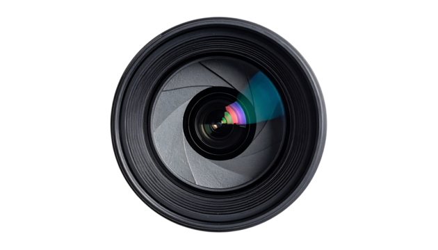 Camera lens aperture isolated on transparent background.