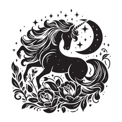 Unicorn silhouette vector set