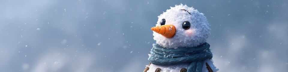 Charming snowman sculpture winter wonderland digital art outdoor close-up joyful emotion