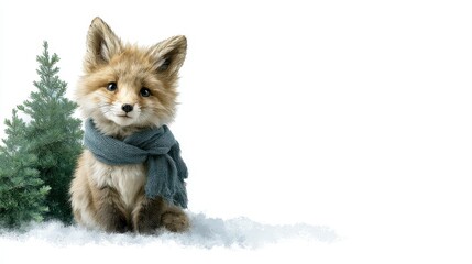 Playful fox in a snowy forest winter wonderland animal portrait nature scene close-up cute and cozy atmosphere