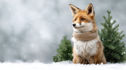 Graceful fox in winter wonderland snowy landscape animal photography serene environment close-up perspective