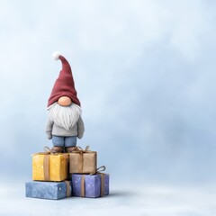 Festive holiday celebration with santa gnome and colorful gifts cozy home photography indoor whimsical concept