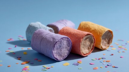 Colorful confetti party poppers studio setting photography fun atmosphere close-up view celebration concept