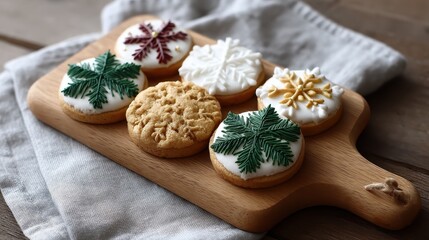 Baking delicious winter-themed cookies home kitchen food photography cozy setting close-up seasonal treats