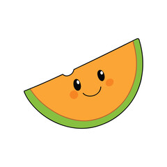 Cantaloupe Slice With Cheerful Smile And Seed Pattern Vector