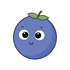 Blueberry With Surprised Eyes And Funny Face Illustration