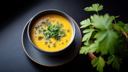 Delicious creamy soup recipe kitchen food photography warm environment close-up culinary art