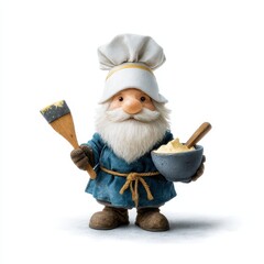Culinary adventure chef gnome preparing delicious dishes in cozy kitchen whimsical food art
