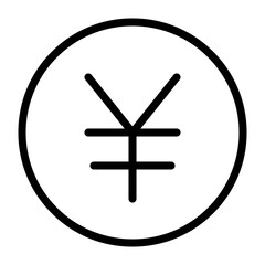 Vector art of japanese yen currency symbol in circle isolated on white