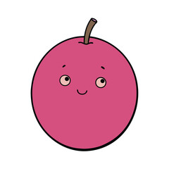 Pink Guava With Contented Face And Relaxed Smile Illustration