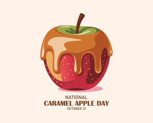 National Caramel Apple Day vector. Red apple dipped in caramel icon vector. October 31