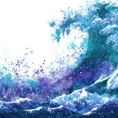 Vibrant ocean wave with shades of blue and purple.