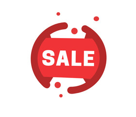 Sale banner red vector announcement label business use. Design elements web art.