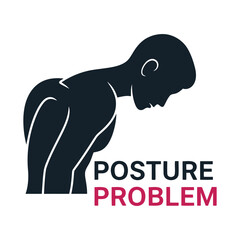 Vector art of man with bad posture problem