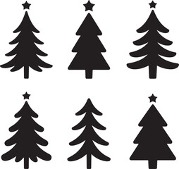 set of christmas trees