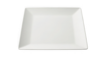 White square ceramic plate isolated on transparent background