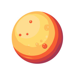 Cartoon representation of planet Mars in orange and yellow colors  