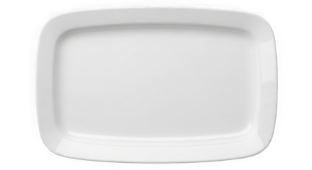 White square ceramic plate isolated on transparent background