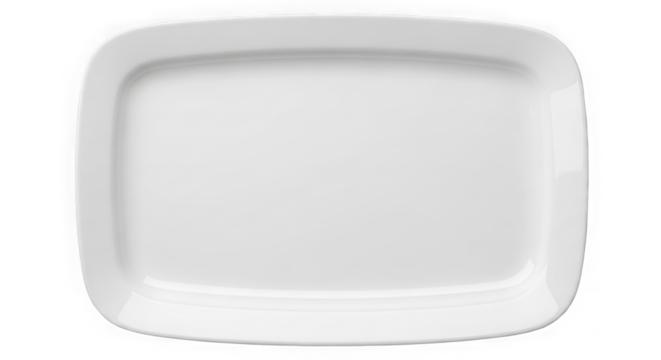 White square ceramic plate isolated on transparent background