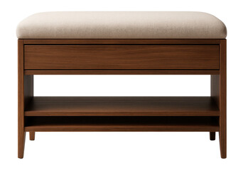 Compact shoe bench with cushioned top and storage, ideal for home entryways.