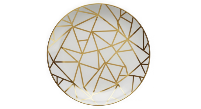 Geometric patterned oval plate isolated on transparent background