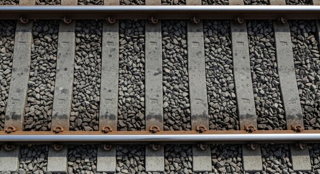 Close-up of Railroad Tracks and Ballast railway train