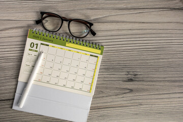 Hello January. Planning calendar for January 2026 on the desktop.