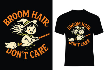 Resting Witch Face T-Shirt Design with Humorous Halloween Theme and Cartoon Witch Graphic