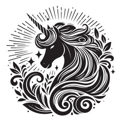 Unicorn silhouette vector set