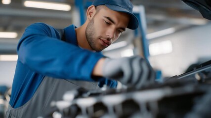 A mechanic cleaning engine components with specialized tools highlights precision work, attention to detail, maintenance routines, and the craftsmanship behind reliable vehicle performance.