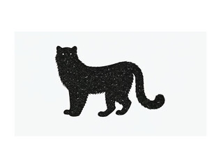 Snow Leopard in texture shape in silhouette white background.