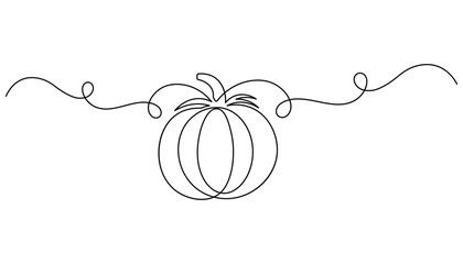Pumpkin Single Line Art Vector  Minimalist Continuous Line Pumpkin Drawing Design.