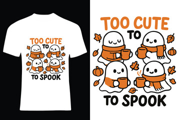 Whimsical Halloween Boo Crew T-Shirt Design with Playful Ghosts and Refreshments Themed Apparel